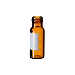 Flacons à visser, col ND9 (9mm) de 2ml en verre silanisé ambré, avec label de marquage