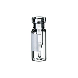 Micro-vial à sertir col ND11 en verre transparent avec insert de 0,2ml et label de marquage