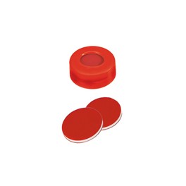 Bouchon ND11 rouge en polyéthylène à capsuler avec septum en PTFE/Silicone/PTFE
