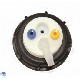 Bouchon de sécurité poubelle S55 avec 2 entrées (1/8" ou 1/16") + 1 filetage pour cartouche de charbon actif + 1 leak (6-9mm) Bouchon de sécurité poubelle S55 avec 2 entrées (1/8" ou 1/16") + 1 filetage pour cartouche de charbon actif + 1 leak (6-9mm)