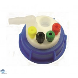 Bouchon pour bidon gain de place avec 4 entrées (1/8" ou 1/16") + 1 filetage pour cartouche de charbon actif + 1 leak (6-9mm) Bouchon pour bidon gain de place avec 4 entrées (1/8" ou 1/16") + 1 filetage pour cartouche de charbon actif + 1 leak (6-9mm)