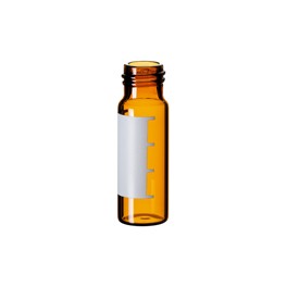 Flacons à visser, col ND13 de 4ml en verre ambré, avec label de marquage Flacons à visser, col ND13 de 4ml en verre ambré, avec label de marquage