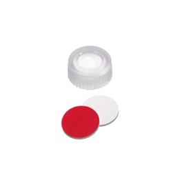 Bouchon ND9 transparent en polypropylène à visser avec septum en Silicone/PTFE Bouchon ND9 transparent en polypropylène à visser avec septum en Silicone/PTFE