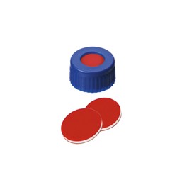 Bouchon ND9 bleu en polypropylène à visser avec septum en PTFE/Silicone/PTFE Bouchon ND9 bleu en polypropylène à visser avec septum en PTFE/Silicone/PTFE