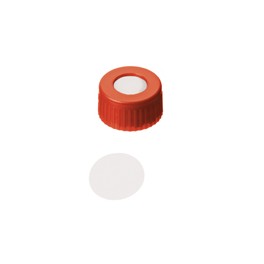 Bouchon ND9 rouge en polypropylène à visser avec septum en PTFE Bouchon ND9 rouge en polypropylène à visser avec septum en PTFE