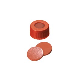 Bouchon ND9 rouge en polypropylène à visser avec septum en Caoutchouc naturel /TEF Bouchon ND9 rouge en polypropylène à visser avec septum en Caoutchouc naturel /TEF