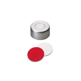 Bouchon ND11 laqué en aluminium à sertir avec septum en Silicone/PTFE Bouchon ND11 laqué en aluminium à sertir avec septum en Silicone/PTFE