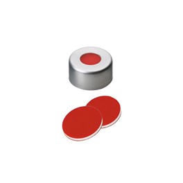 Bouchon ND11 laqué en aluminium à sertir avec septum en PTFE/Silicone/PTFE Bouchon ND11 laqué en aluminium à sertir avec septum en PTFE/Silicone/PTFE
