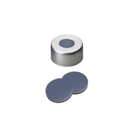 Bouchon ND11 laqué en aluminium à sertir avec septum en PTFE/Butyl/PTFE