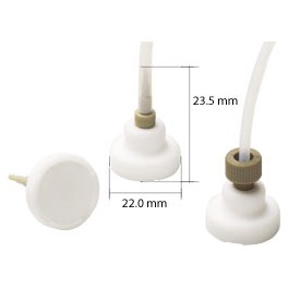 Crépine d'aspiration "dernière goutte" de 10µm en poly éthylène hydrophobique avec connecteur écrou, ferrule
