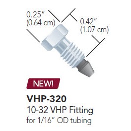 Raccord très haute pression (1720bar), pas de vis 10-32 conique pour tube de 1/16" OD (10 par boîte) Raccord très haute pression (1720bar), pas de vis 10-32 conique pour tube de 1/16" OD (10 par boîte)