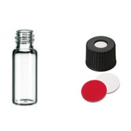 KIT Flacons transparent ND8 2mL + Bouchons noir polypropylène et septum Silicone/PTFE