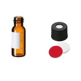KIT Flacons ambré ND8 2mL avec label de marquage + Bouchons noir polypropylène et septum Silicone/PTFE