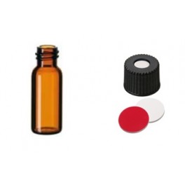 KIT Flacons ambré ND8 2mL + Bouchons noir polypropylène et septum Silicone/PTFE prépercé