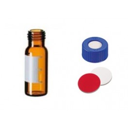 KIT Flacons ambré ND9 2mL avec label de marquage + Bouchons bleu polypropylène et septum Silicone/PTFE prépercé KIT Flacons ambré ND9 2mL avec label de marquage + Bouchons bleu polypropylène et septum Silicone/PTFE prépercé