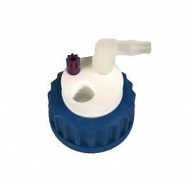 Bouchon de sécurité poubelle GL45 avec 1 entrée (1/8" ou 1/16") + 1 filetage pour cartouche de charbon actif + 1 leak (6-9mm) Bouchon de sécurité poubelle GL45 avec 1 entrée (1/8" ou 1/16") + 1 filetage pour cartouche de charbon actif + 1 leak (6-9mm)