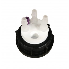 Bouchon de sécurité poubelle S55 avec 1 entrée (1/8" ou 1/16") + 1 filetage pour cartouche de charbon actif + 3 leak (6-9mm) Bouchon de sécurité poubelle S55 avec 1 entrée (1/8" ou 1/16") + 1 filetage pour cartouche de charbon actif + 3 leak (6-9mm)
