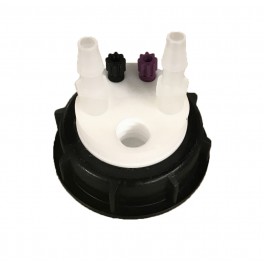 Bouchon de sécurité poubelle S55 avec 2 entrées (1/8" ou 1/16") + 1 filetage pour cartouche de charbon actif + 2 leak (6-9mm) Bouchon de sécurité poubelle S55 avec 2 entrées (1/8" ou 1/16") + 1 filetage pour cartouche de charbon actif + 2 leak (6-9mm)