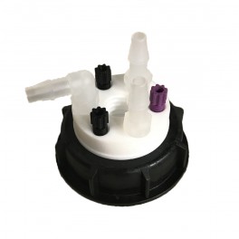 Bouchon de sécurité poubelle S55 avec 3 entrées (1/8" ou 1/16") + 1 filetage pour cartouche de charbon actif + 3 leak (6-9mm) Bouchon de sécurité poubelle S55 avec 3 entrées (1/8" ou 1/16") + 1 filetage pour cartouche de charbon actif + 3 leak (6-9mm)