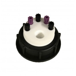 Bouchon de sécurité poubelle S55 avec 5 entrées (1/8" ou 1/16") + 1 filetage pour cartouche de charbon actif Bouchon de sécurité poubelle S55 avec 5 entrées (1/8" ou 1/16") + 1 filetage pour cartouche de charbon actif