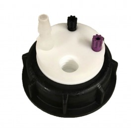 Bouchon de sécurité poubelle S60 avec 2 entrées (1/8" ou 1/16") + 1 filetage pour cartouche de charbon actif + 1 leak (6-9mm) Bouchon de sécurité poubelle S60 avec 2 entrées (1/8" ou 1/16") + 1 filetage pour cartouche de charbon actif + 1 leak (6-9mm)