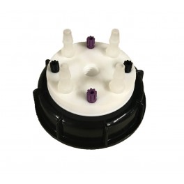 Bouchon de sécurité poubelle S90 avec 4 entrées (1/8" ou 1/16")  + 1 filetage pour cartouche de charbon actif + 4 leak (6-9mm)