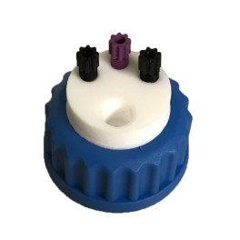 Bouchon de sécurité poubelle GL45 avec 3 entrées (1/8" ou 1/16") + 1 filetage pour cartouche de charbon actif