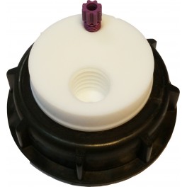 Bouchon de sécurité poubelle S55 avec 1 entrée (1/8" ou 1/16")+ 1 filetage pour cartouche de charbon actif Bouchon de sécurité poubelle S55 avec 1 entrée (1/8" ou 1/16")+ 1 filetage pour cartouche de charbon actif