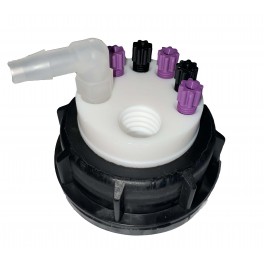 Bouchon de sécurité poubelle S55 avec 5 entrées (1/8" ou 1/16") + 1 filetage pour cartouche de charbon actif + 1 leak (6-9mm) Bouchon de sécurité poubelle S55 avec 5 entrées (1/8" ou 1/16") + 1 filetage pour cartouche de charbon actif + 1 leak (6-9mm)