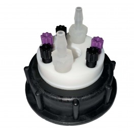 Bouchon de sécurité poubelle S55 avec 5 entrées (1/8" ou 1/16") + 1 filetage pour cartouche de charbon actif + 2 leak (6-9mm) Bouchon de sécurité poubelle S55 avec 5 entrées (1/8" ou 1/16") + 1 filetage pour cartouche de charbon actif + 2 leak (6-9mm)