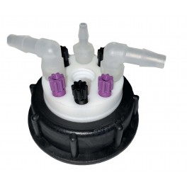 Bouchon de sécurité poubelle S55 avec 5 entrées (1/8" ou 1/16") + 1 filetage pour cartouche de charbon actif + 3 leak (6-9mm) Bouchon de sécurité poubelle S55 avec 5 entrées (1/8" ou 1/16") + 1 filetage pour cartouche de charbon actif + 3 leak (6-9mm)