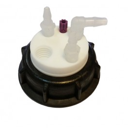 Bouchon de sécurité poubelle S60 avec 1 entrée (1/8" ou 1/16") + 1 filetage pour cartouche de charbon actif + 3 leak (6-9mm) Bouchon de sécurité poubelle S60 avec 1 entrée (1/8" ou 1/16") + 1 filetage pour cartouche de charbon actif + 3 leak (6-9mm)
