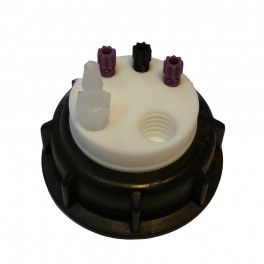 Bouchon de sécurité poubelle S60 avec 3 entrées (1/8" ou 1/16") + 1 filetage pour cartouche de charbon actif + 1 leak (6-9mm) Bouchon de sécurité poubelle S60 avec 3 entrées (1/8" ou 1/16") + 1 filetage pour cartouche de charbon actif + 1 leak (6-9mm)