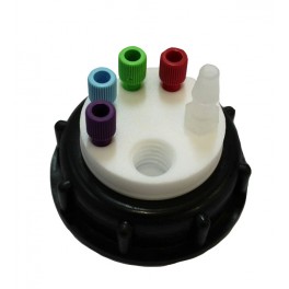 Bouchon de sécurité poubelle S60 avec 4 entrées (1/8" ou 1/16") + 1 filetage pour cartouche de charbon actif + 1 leak (6-9mm) Bouchon de sécurité poubelle S60 avec 4 entrées (1/8" ou 1/16") + 1 filetage pour cartouche de charbon actif + 1 leak (6-9mm)