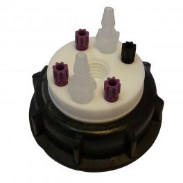 Bouchon de sécurité poubelle S60 avec 4 entrées (1/8" ou 1/16") + 1 filetage pour cartouche de charbon actif + 2 leak (6-9mm) Bouchon de sécurité poubelle S60 avec 4 entrées (1/8" ou 1/16") + 1 filetage pour cartouche de charbon actif + 2 leak (6-9mm)