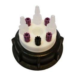 Bouchon de sécurité poubelle S60 avec 5 entrées (1/8" ou 1/16") + 1 filetage pour cartouche de charbon actif + 3 leak (6-9mm) Bouchon de sécurité poubelle S60 avec 5 entrées (1/8" ou 1/16") + 1 filetage pour cartouche de charbon actif + 3 leak (6-9mm)