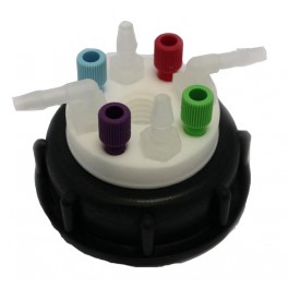 Bouchon de sécurité poubelle S60 avec 4 entrées (1/8" ou 1/16") + 1 filetage pour cartouche de charbon actif + 4 leak (6-9mm) Bouchon de sécurité poubelle S60 avec 4 entrées (1/8" ou 1/16") + 1 filetage pour cartouche de charbon actif + 4 leak (6-9mm)