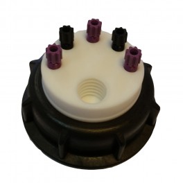 Bouchon de sécurité poubelle S60 avec 5 entrées (1/8" ou 1/16") + 1 filetage pour cartouche de charbon actif Bouchon de sécurité poubelle S60 avec 5 entrées (1/8" ou 1/16") + 1 filetage pour cartouche de charbon actif