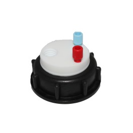 Bouchon de sécurité poubelle S90 avec 2 entrées (1/8" ou 1/16") + 1 filetage pour cartouche de charbon actif Bouchon de sécurité poubelle S90 avec 2 entrées (1/8" ou 1/16") + 1 filetage pour cartouche de charbon actif