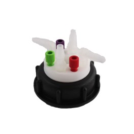 Bouchon de sécurité poubelle S90 avec 3 entrées (1/8" ou 1/16") + 1 filetage pour cartouche de charbon actif + 4 leak (6-9mm)