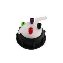 Bouchon de sécurité poubelle S90 avec 4 entrées (1/8" ou 1/16") + 1 filetage pour cartouche de charbon actif + 2 leak (6-9mm) Bouchon de sécurité poubelle S90 avec 4 entrées (1/8" ou 1/16") + 1 filetage pour cartouche de charbon actif + 2 leak (6-9mm)