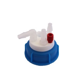 Bouchon pour bidon gain de place avec 1 entrée (1/8" ou 1/16") + 1 filetage pour cartouche de charbon actif + 3 leak (6-9mm)