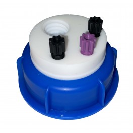 Bouchon pour bidon gain de place avec 3 entrées (1/8" ou 1/16") + 1 filetage pour cartouche de charbon actif Bouchon pour bidon gain de place avec 3 entrées (1/8" ou 1/16") + 1 filetage pour cartouche de charbon actif