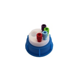 Bouchon pour bidon gain de place avec 4 entrées (1/8" ou 1/16") + 1 filetage pour cartouche de charbon actif Bouchon pour bidon gain de place avec 4 entrées (1/8" ou 1/16") + 1 filetage pour cartouche de charbon actif