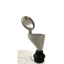 Bouchon avec entonnoir avec cap&ocirc;t pour bidon gain de place 