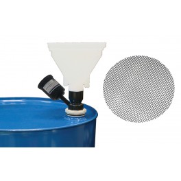 Bouchon avec entonnoir de sécurité XXL à bille flottante avec adaptateur charbon actif pour fût métallique avec grille